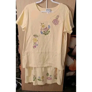 Jaclyn Smith Sport (L) 2- Piece‎ Maxi Skirt Set Women's Yellow Floral